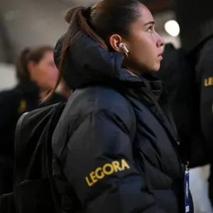 Giulia Dragoni Chelsea FC Women Pre-Season Tour 2026 Black Hooded Quilted Puffer Jacket Sale