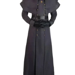 Gothic Black Wool Capelet Clerical Coat