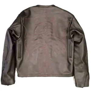 Halloween Bones Flat Motorcycle Leather Jacket Back Look
