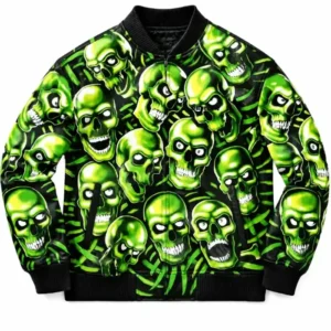 Halloween Skull Pile Leather Bomber Jacket