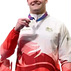 Harry Ledingham Glasgow 2026 Commonwealth Games Team England Red and White Track Jacket