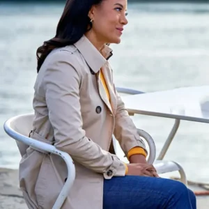 Heather Hemmens A Pinch of Portugal Beige Double Breasted Trench Coat On Sale