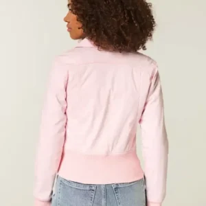 Hollister Twill Pink Zip Up Jacket For Women