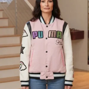 Jersey Shore Family Vacation Jenni Farley Pink Varsity Jacket