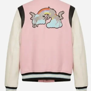 Jersey Shore Family Vacation S09 Jenni Farley Pink and White Varsity Jacket On Sale