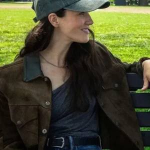 Jessica Brown Findlay TV Series Silo S03 Charlotte Keene Brown Suede Leather Jacket