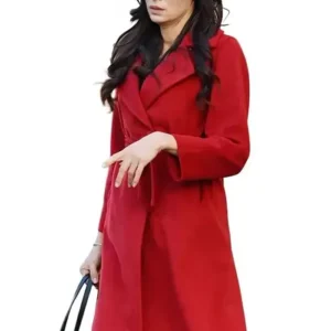 Jessica Mallory TV Series The Capture S03 Famke Janssen Red Wool Trench Coat Sale