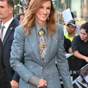 Julia Roberts After The Hunt London Event Blue Print Blazer On Sale