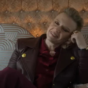 Kate McKinnon Leather 2026 TV Series Percy Jackson and The Olympians S03 Aphrodite Brown Leather Jacket