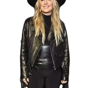 Lainey Wilson Country Power Players Black Fringe Leather Biker Jacket