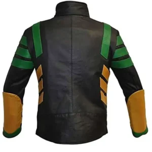 Loki Black Green and Gold Cosplay Leather Jacket