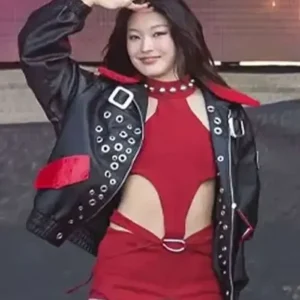 Lollapalooza Fest Katseye Black Leather Jacket