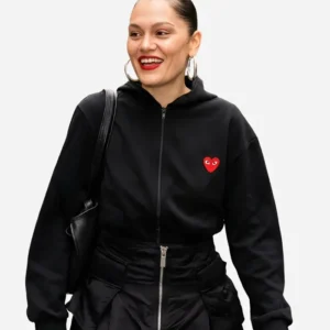 London Capital Breakfast Jessie J Red Heart and Black Hoodie For Sale
