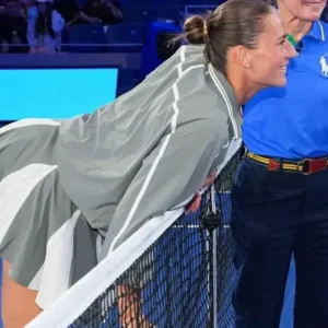 Marta Kostyuk 2026 US Open Oversized Grey Cropped Track Jacket On Sale