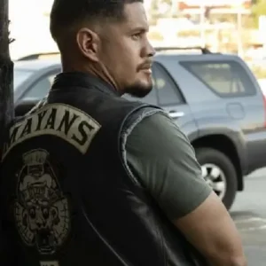 Mayans MC Ezekiel Reyes Black Leather Vest