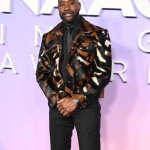 NAACP 54th Awards House of Gray Patterned Calf-Hair Morris Chestnut Cowhide Jacket