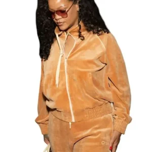 NYC 2026 Rihanna Velour Peach Tracksuit On Sale