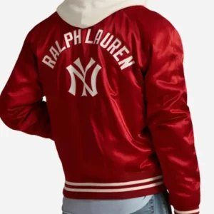 New York Yankees x MLB Polo Ralph Lauren Red Satin Bomber Jacket For Men and Women