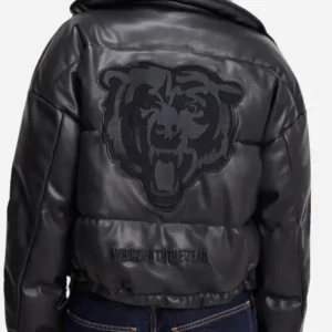 Off Season Chicago Bears Black Faux Leather Quilted Puffer Jacket