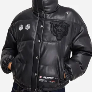Off Season Chicago Bears Faux Leather Puffer Jacket