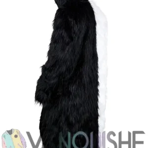 Over Knee Thickening Black & White Long Fur Trench Coat