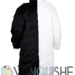 Over Knee Thickening Black & White Long Fur Trench Coat For Men and Women