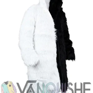 Over Knee Thickening Black & White Long Fur Trench Coat On Sale