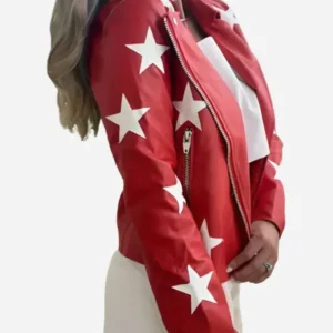 Polly Brindle Battle Camp S01 Red Star Leather Jacket For Men and Women