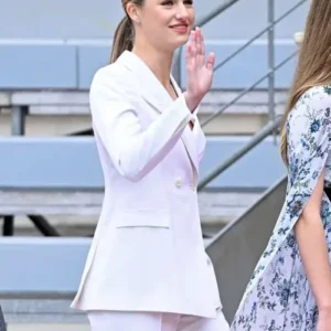 Princess of Asturias Leonor White Double Breasted Suit For Women