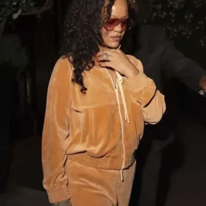 Rihanna Peach Velour Tracksuit