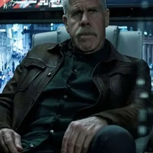 Ron Perlman TV Series The Capture S03 Frank Napier Brown Leather Jacket