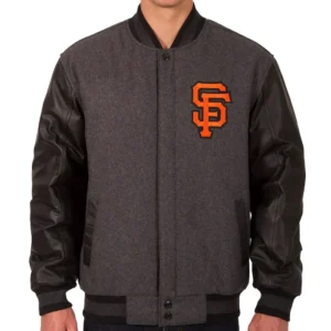 San Francisco Giants Charcoal-Black Varsity Jacket Front Look