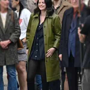 Selena Gomez TV Series Only Murders in the Building S06 Mabel Mora Green Leather Coat On Sale