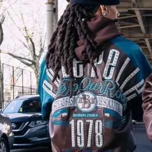 Shop 1978 Pelle Pelle Fall 2026 True To Our Roots Brown And Blue Bomber Leather Jacket On Sale
