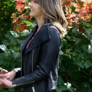 Shop Aimee Teegarden Movie Finds You 2026 Alex Love Black Leather Jacket