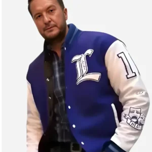 Shop American Idol 2026 Luke Bryan Blue and White Letterman Varsity Jacket On Sale