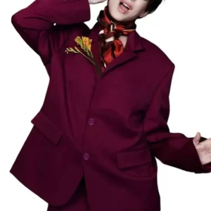 Shop Anne Hathaway Vogue 2026 Burgundy Suit On Sale