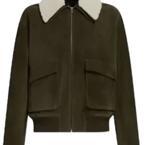 Shop Ava Dash Next Gen NYC S02 Green Suede Shearling Collar Jacket On Sale