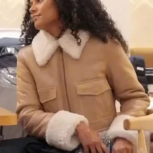 Shop Ava Dash TV Series Next Gen NYC 2026 Beige Shearling Leather Jacket
