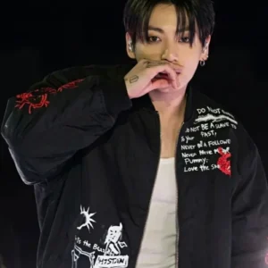 BTS Arirang Jungkook What Is Your Love Song Black Bomber Jacket