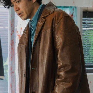 Shop Bad Lieutenant Tokyo Shun Oguri Brown Leather Car Coat For Sale