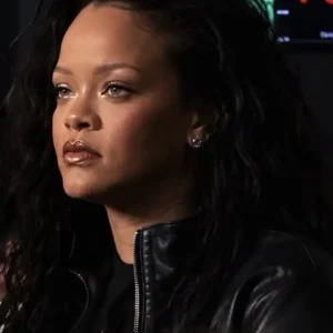 Shop Belgium 2026 Rihanna Martine Rose Super Bowl Black and White Leather Jacket