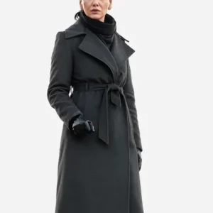 Shop Birce Akalay TV Series Graveyard S03 Önem Özülkü Grey Trench Coat On Sale