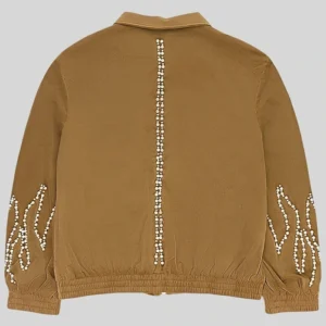 Shop Birth Of Royal Child x Flame Pearl Brown Velvet Work Jacket For Men and Women