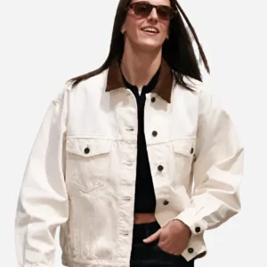 Shop Caitlin Clark Indiana Fever vs Dallas Wings White Denim Blouson Jacket For Men and Women