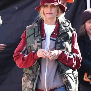 Shop Cameron Diaz Bad Day Camo Hooded Vest On Sale