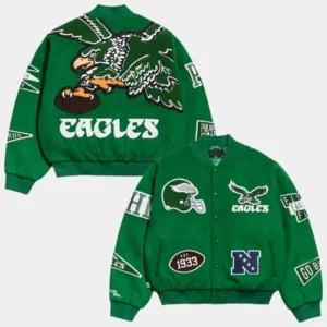 Shop Chalk Line Kelly Green Philadelphia Eagles Pennant Varsity Full-Snap Jacket For Sale