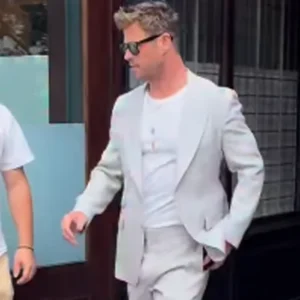 Shop Chris Hemsworth NYC Celebrating 43rd HBD Grey Blazer