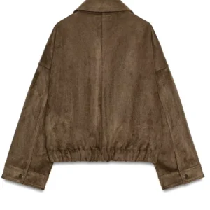 Shop Christian Siriano Project Runway S22 Brown Suede Leather Jacket