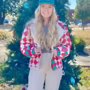 Shop Christmas Patchwork Quilted Jacket For Sale